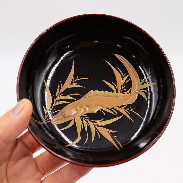 アンティーク木製漆器・手描きヴィンテージ漆器　螺鈿入り　当時物　骨董　明治〜大正 アンティーク木製漆器・手描きヴィンテージ漆器 螺鈿入り 当時物