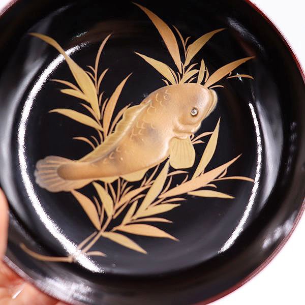 漆塗り小皿 魚蒔絵 図がわり 魚尽し 希少 アンティーク漆器 大正時代