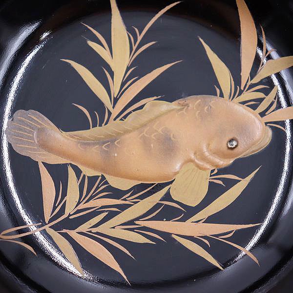 漆塗り小皿 魚蒔絵 図がわり 魚尽し 希少 アンティーク漆器 大正時代