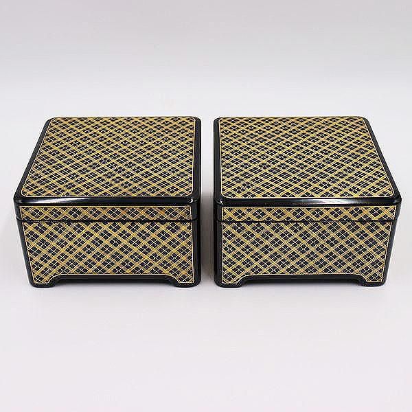 漆塗り モダン重箱 重ね箱 木目を活かしたデザイン