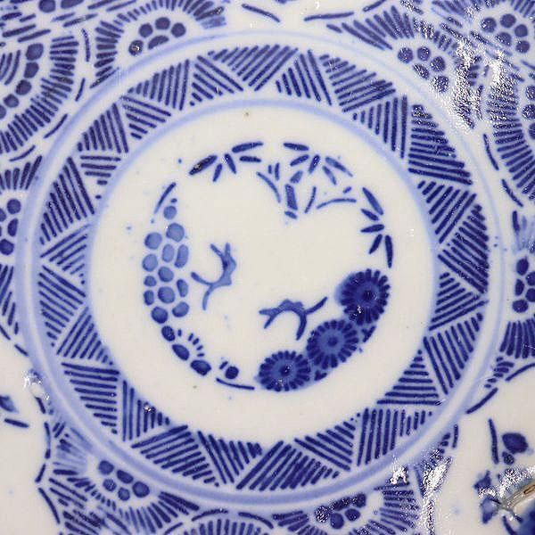 印判小皿 取り皿 アンティーク食器 大正時代 普段使い 藍色（菊
