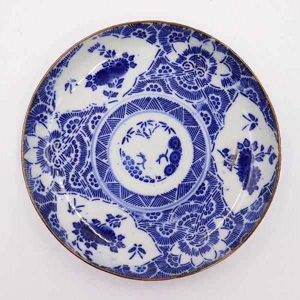 藍色アンティーク食器｜直径13 高さ2.5｜印判小皿