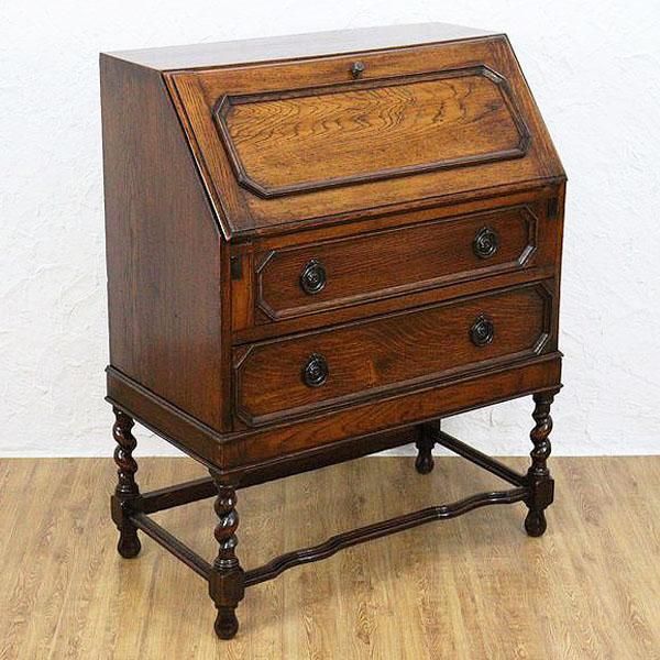 アンティークオーク材の洋風キャビネット｜幅77cm奥行41.5-71cm高さ