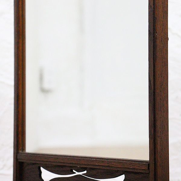 840円 【アウトレット送料無料】 レトロ 木製卓上鏡 鏡サイズ４8×33