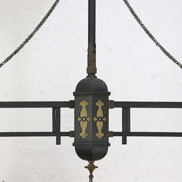 希少 二灯照明 明治時代 上品 和電笠 洋館風 アンティークランプ（結霜