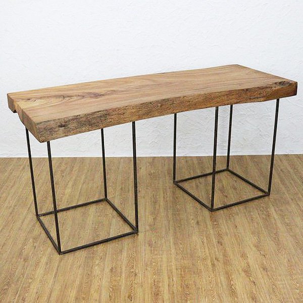 日本製 極厚一枚板 テーブル インダストリアルデザイン クスノキ 楠 ナチュラル シンプル