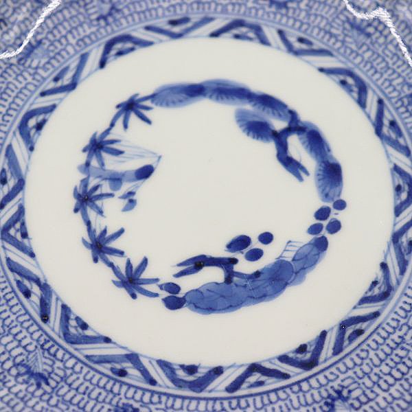 手描き 染付中皿 和食器 藍 呉須 パスタ皿 カレー皿 （微塵唐草