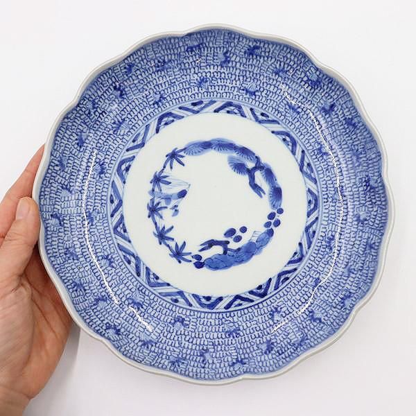 希少な明治大正時代 アンティーク 染付中皿 和食器 藍 呉須