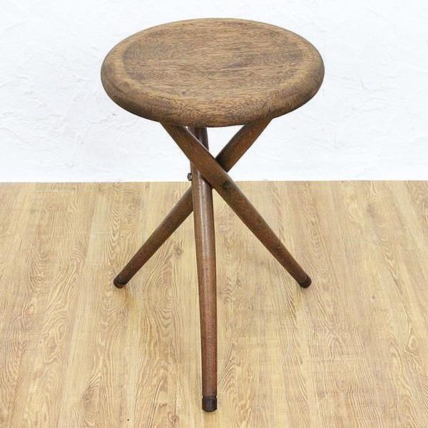 ヴィンテージ 黒革×木目調のスツール 椅子•チェア 1960s ハーマン