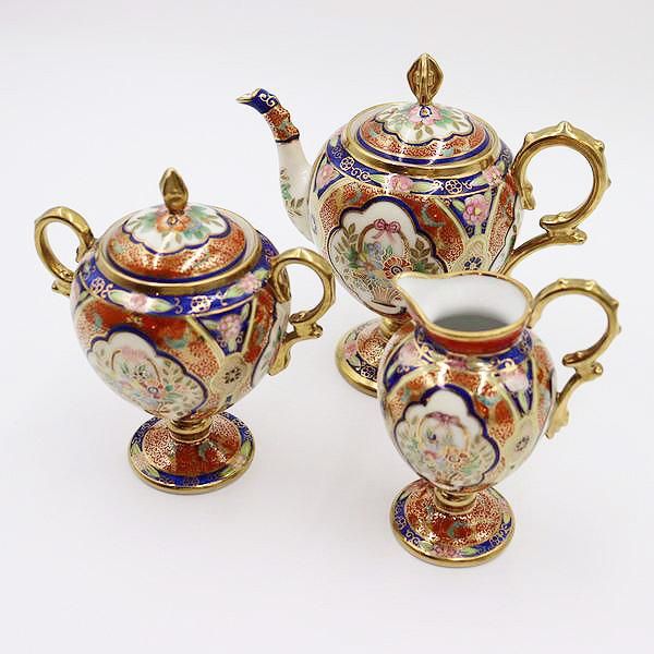 オールドノリタケ　手描き陶器4点セット 金彩装飾 オールドノリタケ金彩ティーセット｜アンティークポット｜レトロ