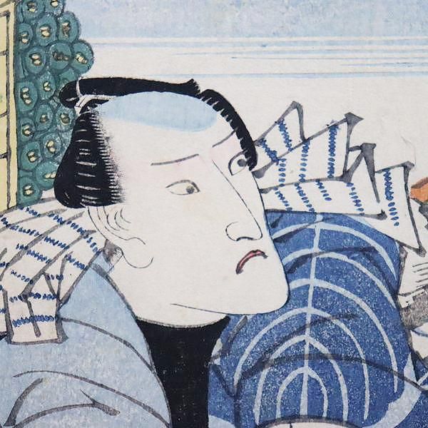 古版画 浮世絵 歌川国貞 初代「題名不明」飛燕 商人 振売り 江戸
