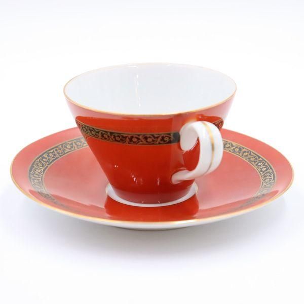 ティー コーヒー カップ&ソーサー C&S 昭和レトロ 赤 花唐草