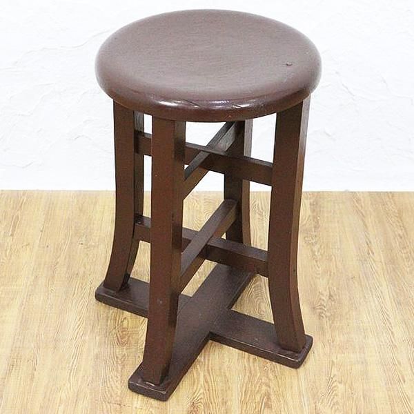 楢材 合皮座面 回転スツールチェア 丸椅子 古家具 ヴィンテージ 昭和レトロ