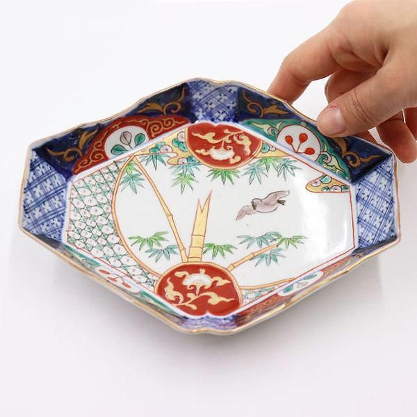 手描き 赤絵 菱形皿 向付 刺身皿 取り皿 和食器 アンティーク 和
