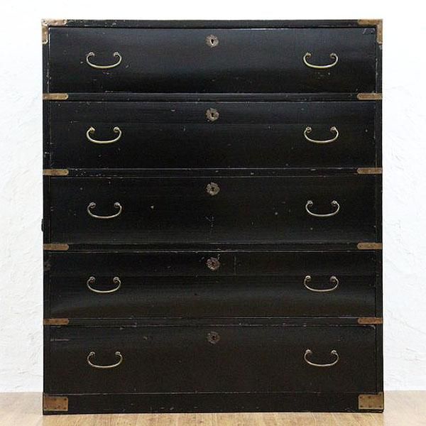 黒塗り和箪笥｜引出し大5杯・杉材 幅90cm