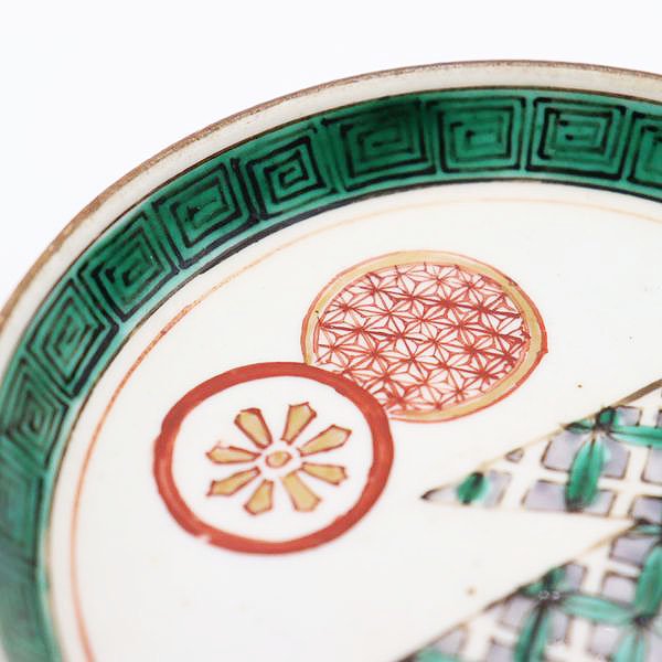 九谷焼 小皿 取り皿 菓子皿 赤 緑 アンティーク食器 和モダン（丸紋