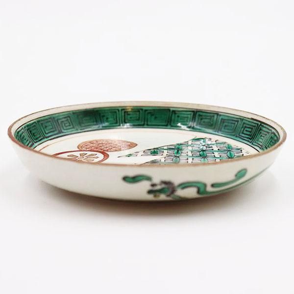九谷焼アンティーク小皿｜直径12cm 高さ2.5cm｜赤緑和モダン