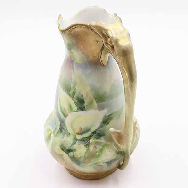 オールドノリタケ ハンドペイント 花瓶 花 リーフマーク