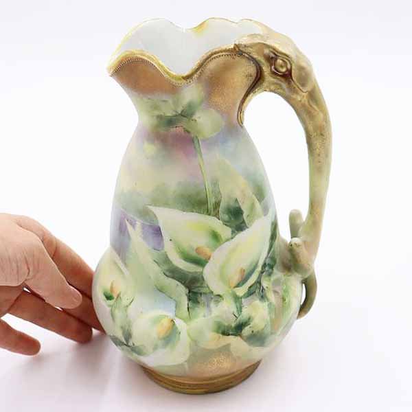 上品 ハンドペイント オールドノリタケ 手つき 花瓶 メープルリーフ印 明治・大正時代 アンティーク
