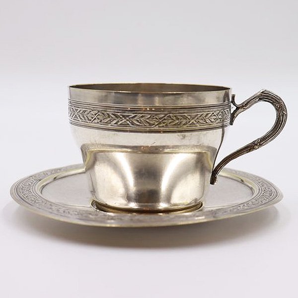ソーサーアンティーク　銀食器　耐熱グラス　カップ＆ソーサー　コーヒーカップ　ティーカップ