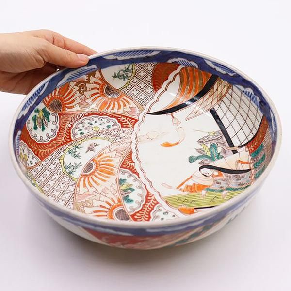 手描き赤絵アンティーク大鉢｜直径25 高さ8｜明治時代和食器