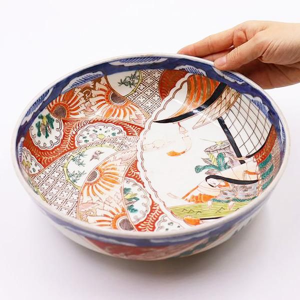 手描き 赤絵 大鉢 煮物鉢 アンティーク 骨董 和食器 華やか