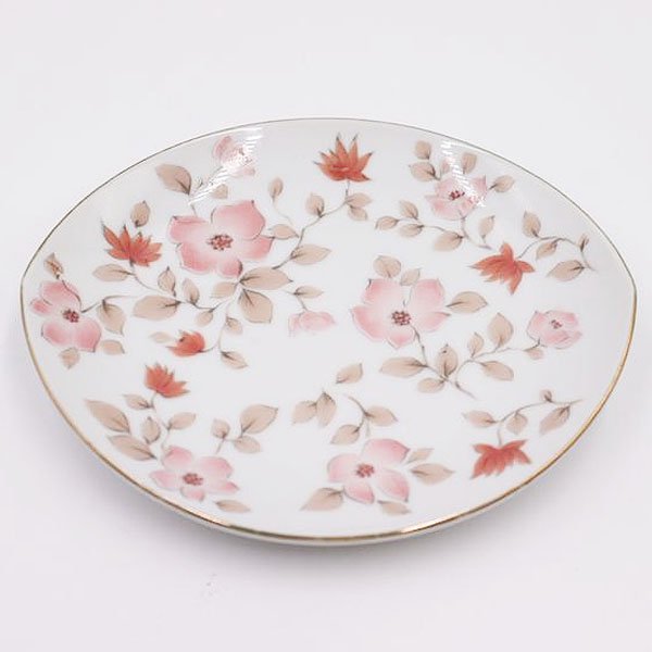 昭和レトロ ケーキ皿 デザート皿 オーバル 楕円 ナルミ NARUMI（ピンク小花）