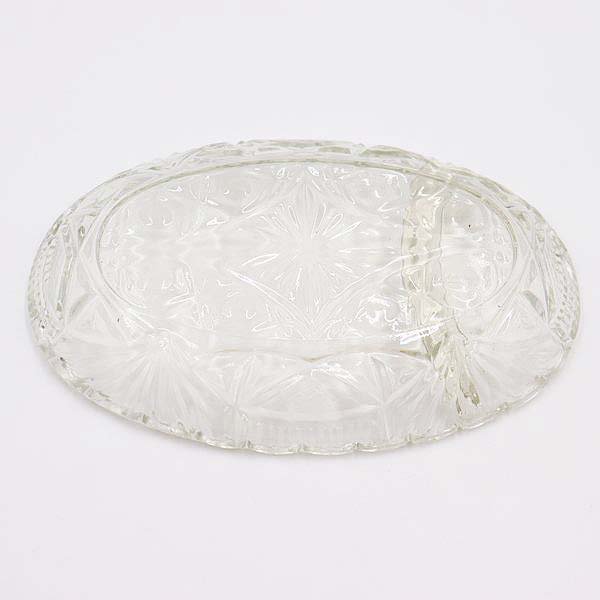 【極上品】昭和初期 プレスガラス 楕円刺身皿 ガラス 硝子皿 昭和レトロ