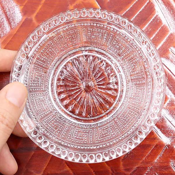 CE85 大正昭和レトロプレスガラス5客組 11.2cm 小皿 豆皿プレート硝子