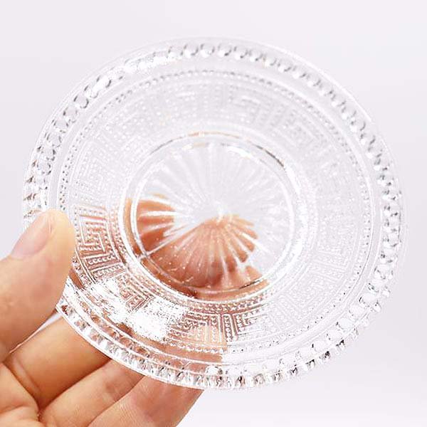 アンティーク　プレスガラス　レース皿　大正　レトロ　昔ガラス　3枚セット