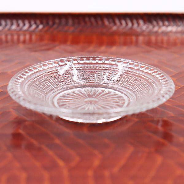 CE85 大正昭和レトロプレスガラス5客組 11.2cm 小皿 豆皿プレート硝子