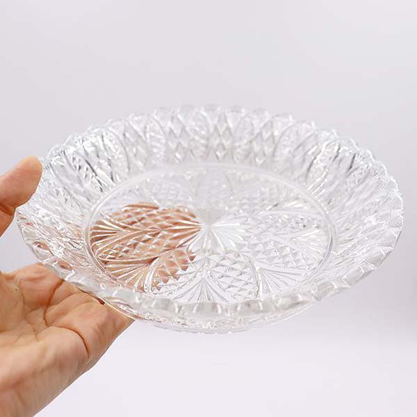 重厚 上質 大正・昭和初期 プレスガラス レース皿 中皿 デザート皿 アンティーク ヴィンテージ