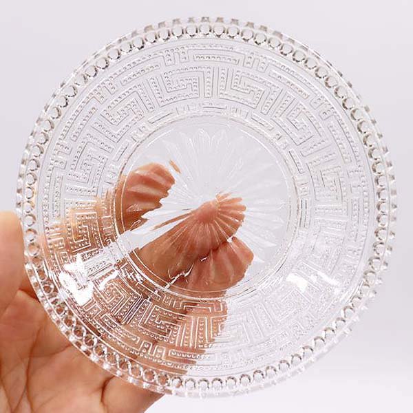 小皿 デザート皿 大正・昭和初期 プレスガラス レース皿 アンティーク 
