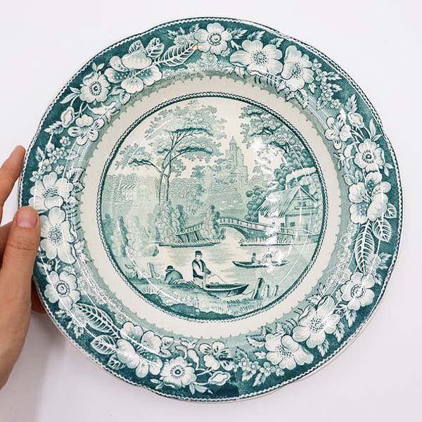購入値下げ 大きい　大皿　飾り皿　平皿　絵皿　骨董品　アンティーク 食器