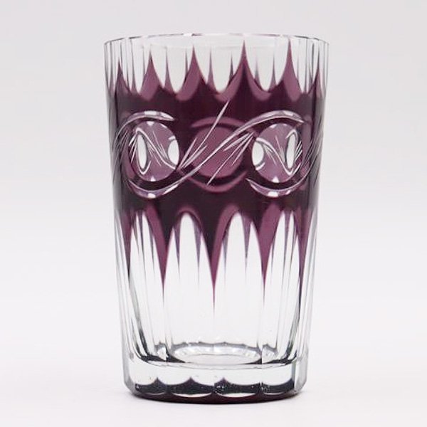 紫切子グラス アンティークガラス グラス コップ カット アールデコ 
