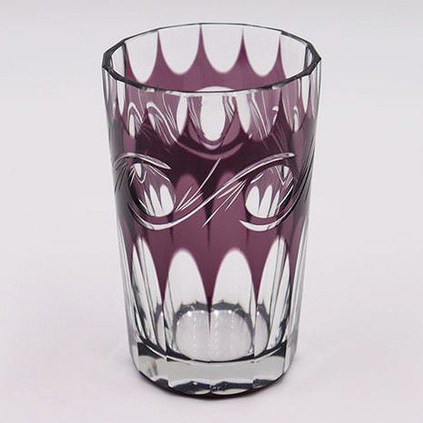 紫切子グラス アンティークガラス グラス コップ カット アールデコ