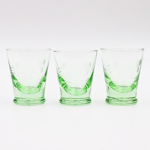 W361 大正～昭和 レトロ カットガラス ウランガラス 計5点セット　FF