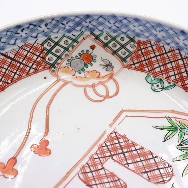 手描き 赤絵 大鉢 煮物鉢 アンティーク 骨董 和食器 カラフル