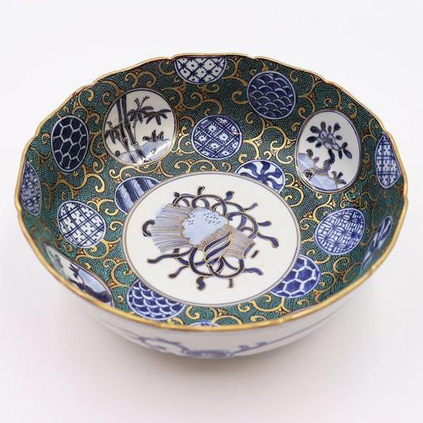 明治～大正期　錦　花草文様　向付　小鉢　赤絵　色絵　小鉢　料理屋　アンティーク器 朱赤の脇引き盆と赤絵の赤玉小鉢 - 生活骨董と古布の