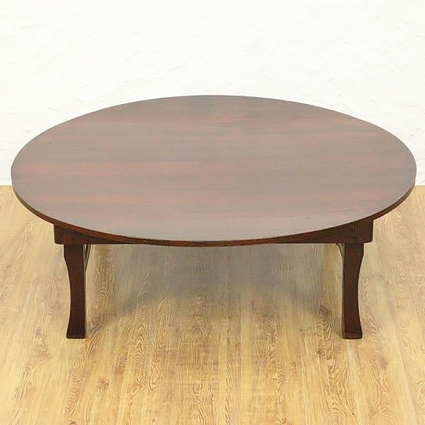 卓 丸テーブル 座卓 直径125cm 木製 無垢材 ちゃぶ台 昭和レトロ 家具-