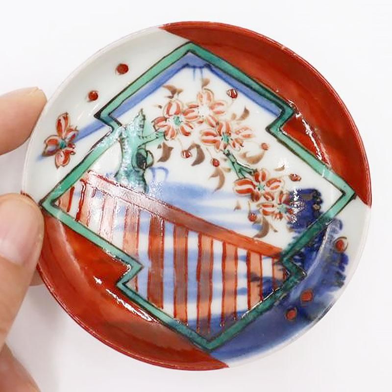 手描き 赤絵 豆皿 ミニ 手塩皿 醤油皿 アンティーク和食器 カラフル 手描き 赤絵 豆皿 ミニ 手塩皿 醤油皿 アンティーク和食器 カラフル
