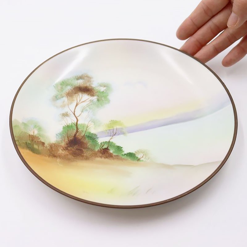 アンティーク 手描き木製皿