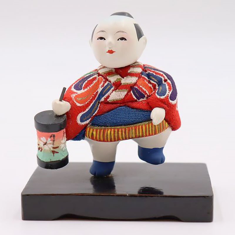 京都 丸平 人形 置物 日本製 京人形 木目込み人形 アンティーク 古風 かわいい レトロ 歌舞伎 能 舞 提灯 ちりめん 桐箱付き