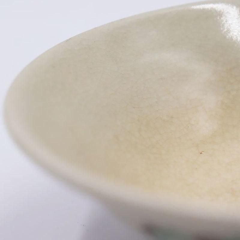 平型 夏茶碗 抹茶碗 清水焼 茶道 お稽古 手づくり ヴィンテージ 昭和初期 シンプルモダン（梅・菊・太鼓橋）