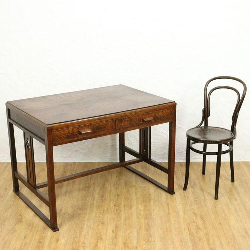 アンティーク 古物 昭和 長机 昭和初期のアンティークデスク｜ナラ材・引き出し2杯付き 明るめ