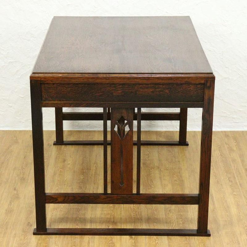 アンティーク 古物 昭和 長机 昭和初期のアンティークデスク｜ナラ材・引き出し2杯付き 明るめ