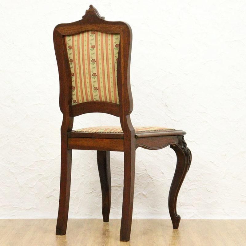 チェア ダイニングチェア 猫脚 薔薇の花 ピンク ストライプ