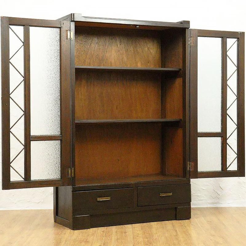 昭和の家具職人が作ったガラス扉の木製本棚 （引出し付き） 昭和の家具職人が作ったガラス扉の木製本棚 （引出し付き）