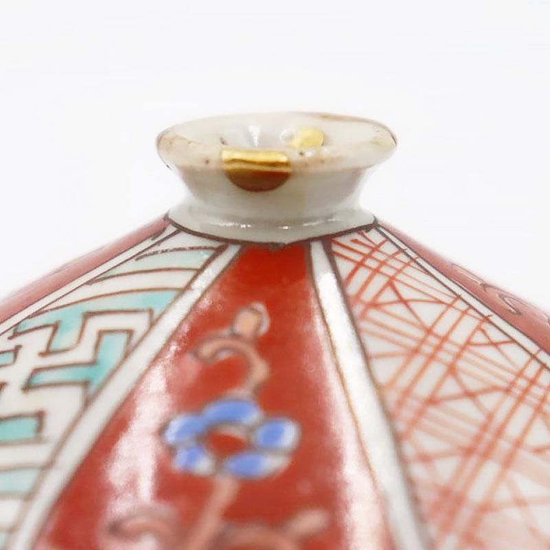 金継ぎ】手描き 色絵 油壺 ぽってり カラフル 鬢付け油 化粧油 江戸