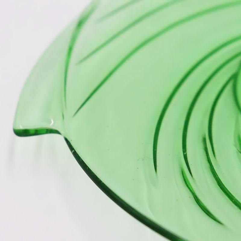 北欧デンマーク製緑ガラスデザート皿 ヴィンテージ